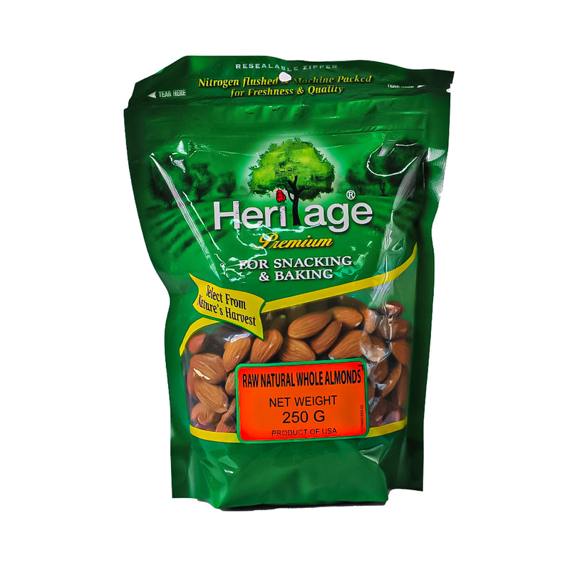 Heritage Premium Natural Whole Almonds 250g