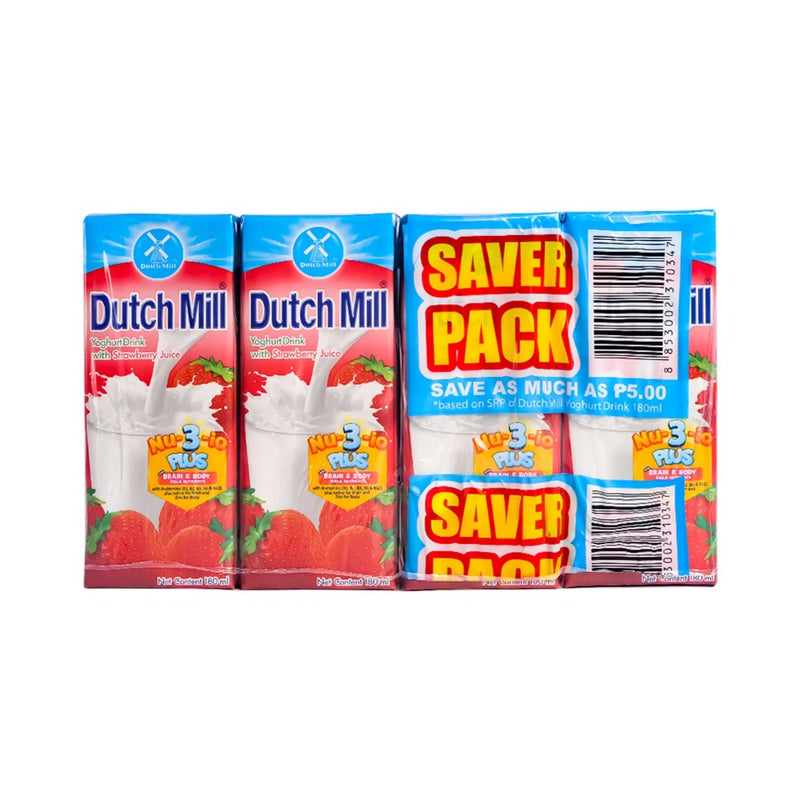 Dutch Mill UHT Yogurt Drink Strawberry 180ml x 4's Saver Pack