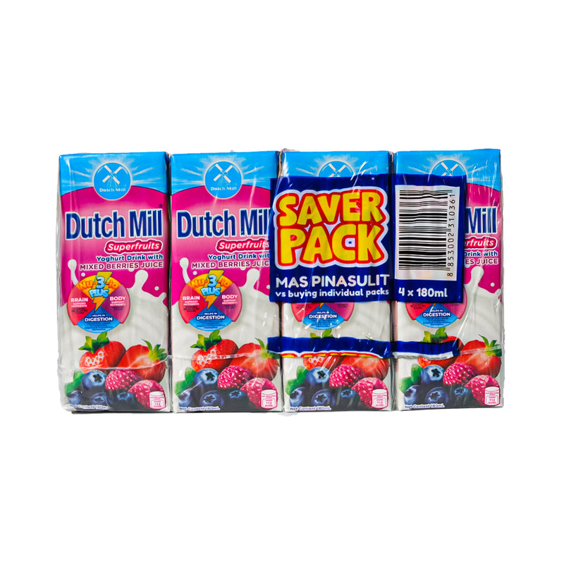 Dutch Mill UHT Yogurt Drink Superfruit 180ml x 4's Saver Pack