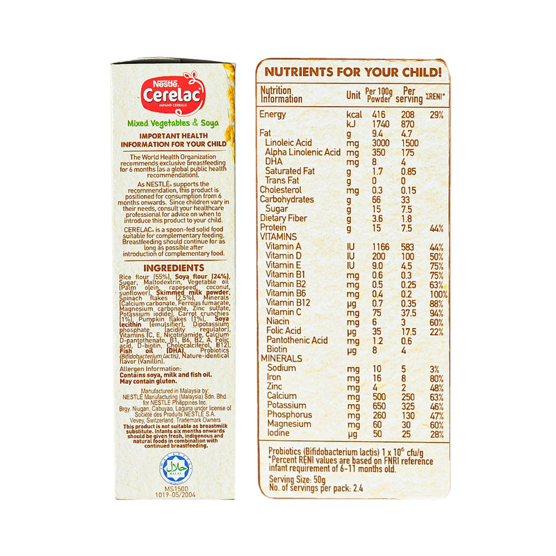 Nestle Cerelac Baby Food Mix Vegetable And Soya 120g