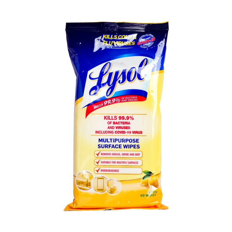 Lysol Multi Purpose Surface Wipes Lemon 40 Pulls