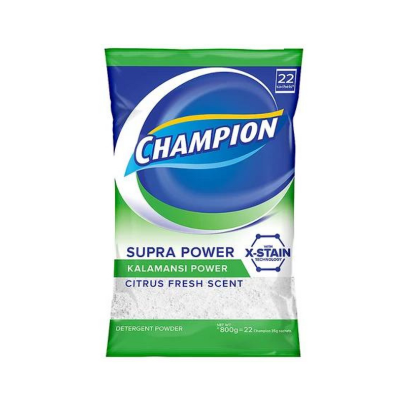 Champion Detergent Powder Supra Power Calamansi Citrus Fresh Scent 800g