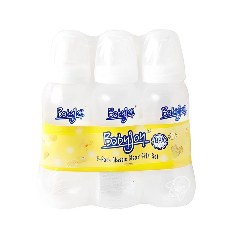 Baby Joy Feeding Bottle Classic Clear 240ml (8oz) 3 Pack Gift Set