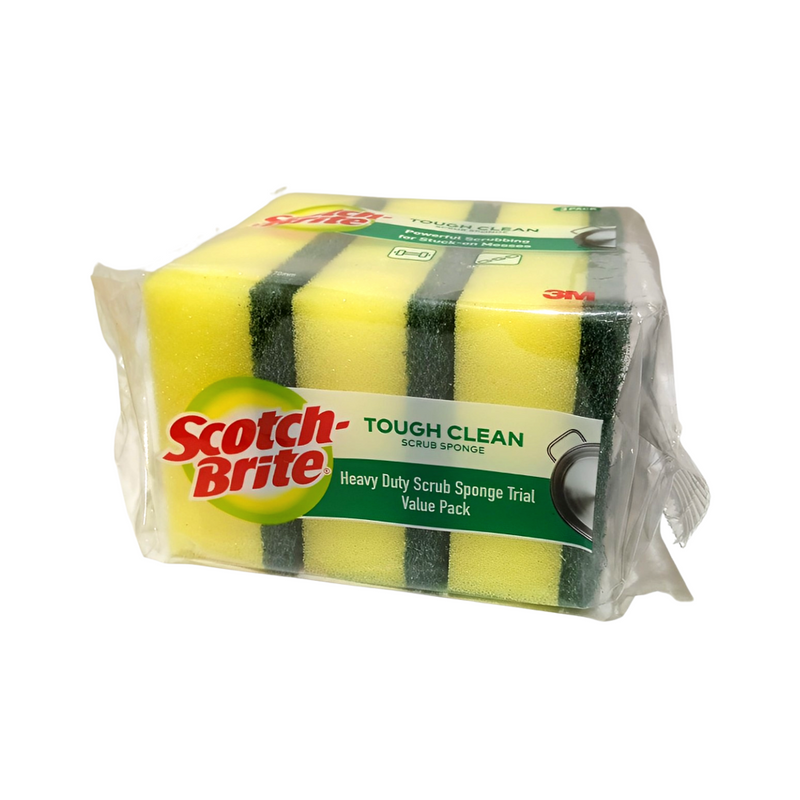 Heavy Sponge Scotch Brite Heavy-Duty Scrub Sponge 100mm x 75mm Value Pack 3's