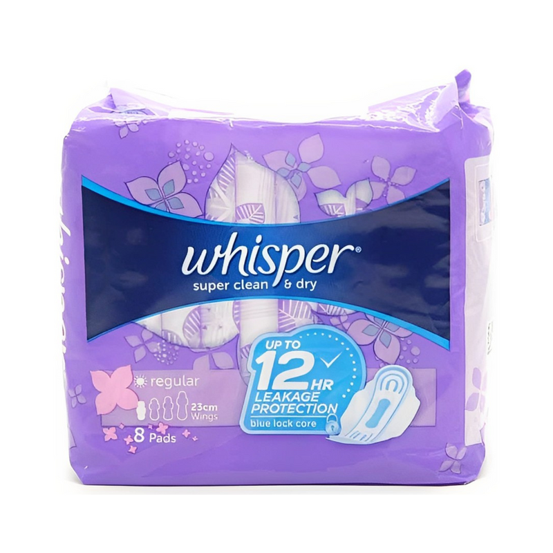 Whisper Regular Flow Super Clean And Dry With Wings 8's