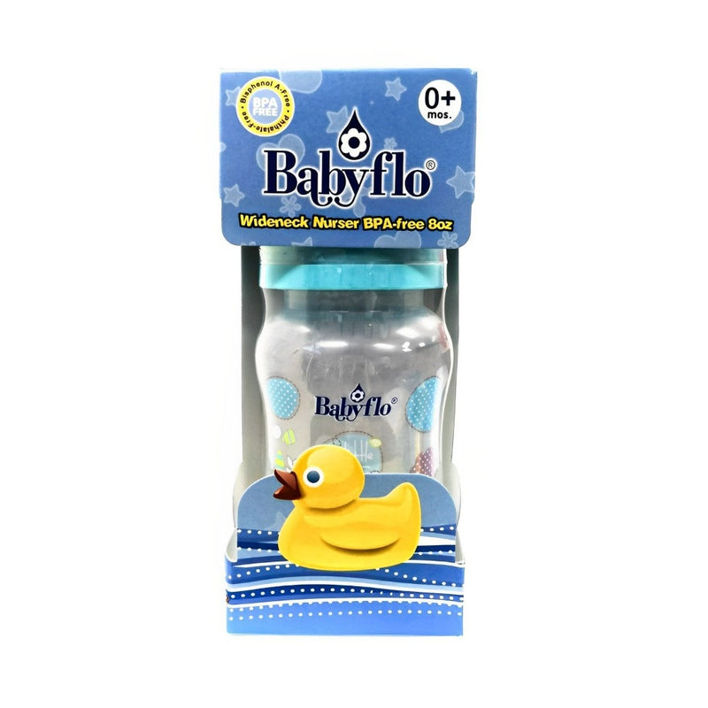 Babyflo Wide Neck Feeding Bottle Blue 240ml (8oz)
