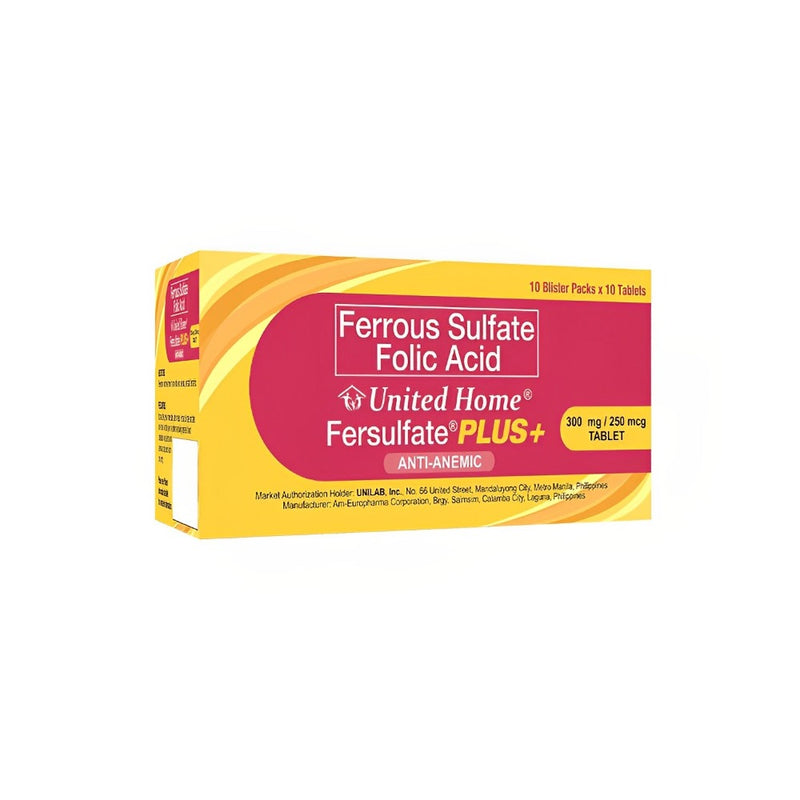 United Home Fersulfate Plus 60mg/250mcg Tablet By 10's