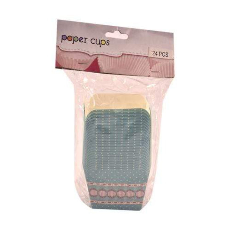Kcc Household Baby Blue Lace Printed Cupcake Holder Square 24's