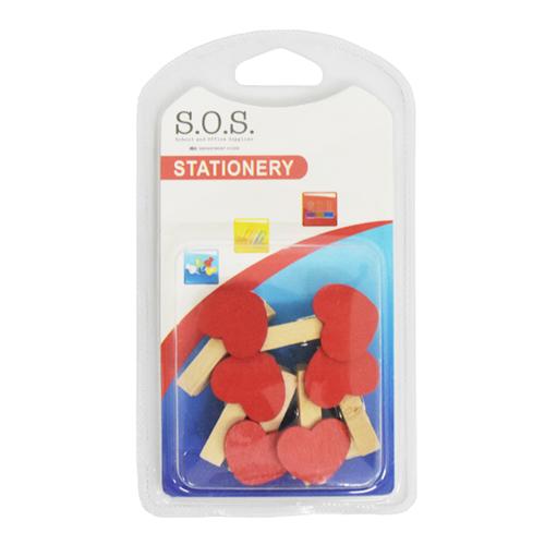 Kcc School And Office Supplies 35mm SOS Wooden Clip Heart