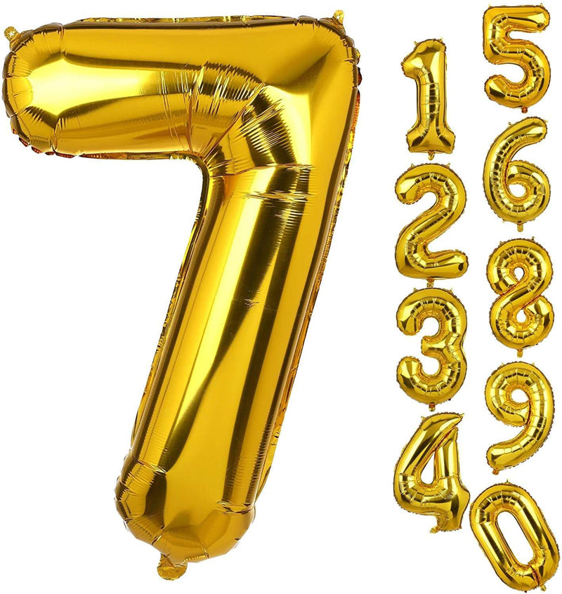 KCC Toys 7 Number Foil Balloon Gold