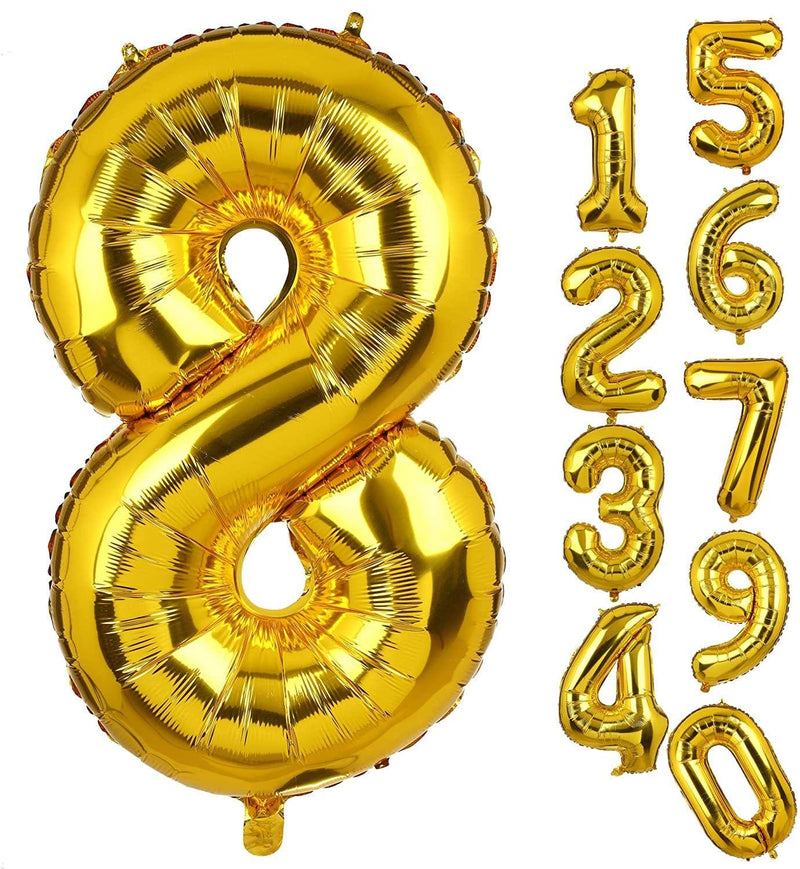 KCC Toys 8 Number Foil Balloon Gold