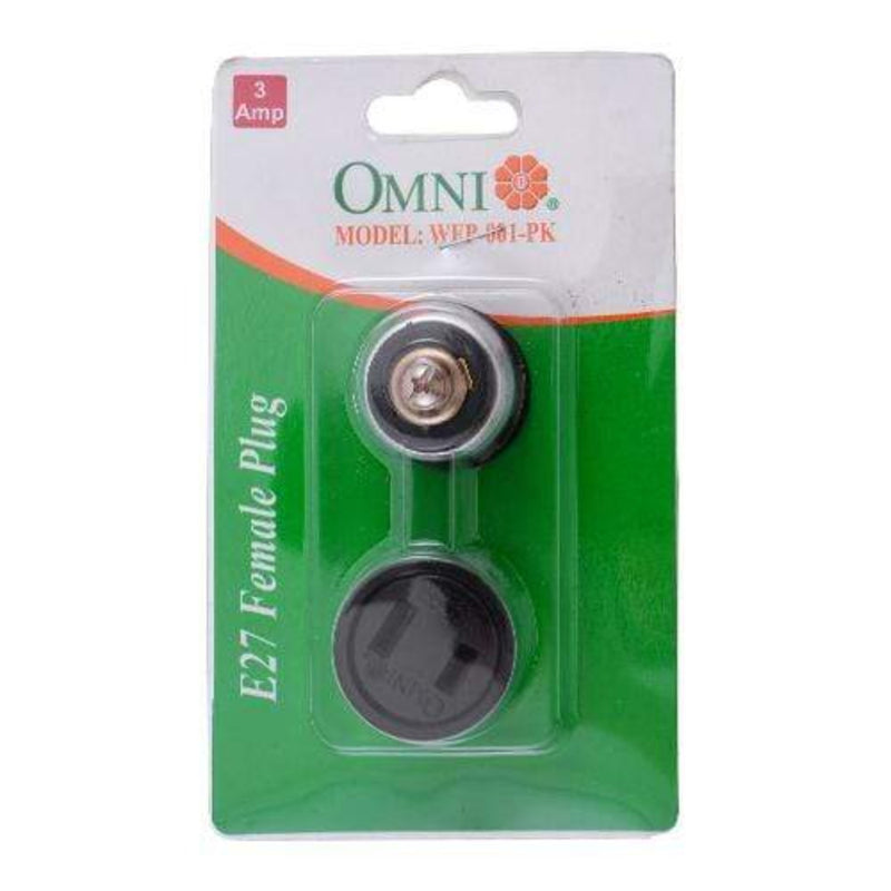 Omni Electrical Omni WFP-001 Female Plug E27 Base to Flat Pin Outlet-DELISTED