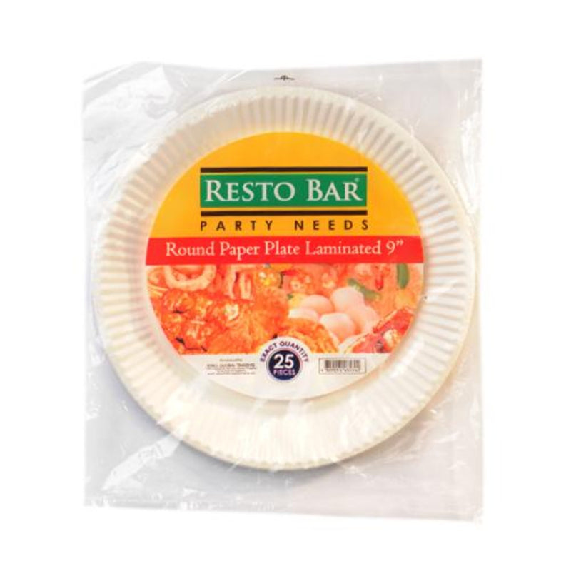 Resto Bar Party Needs Resto Bar Paper Plates Laminated 9" 25's